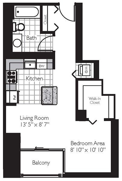 Shoreham | 0 Bed | 1 Bath | Studio 16 at Shoreham and Tides, Chicago